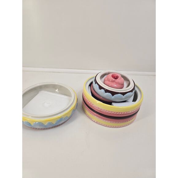 Pat-A-Cake 3 Tiered Ceramic Box Merry Go Round Cupcake Lid Storage Decor - Picture 6 of 10